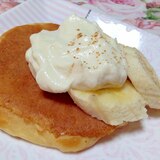 豆腐クリームとバナナの大豆粉パンケーキ♡